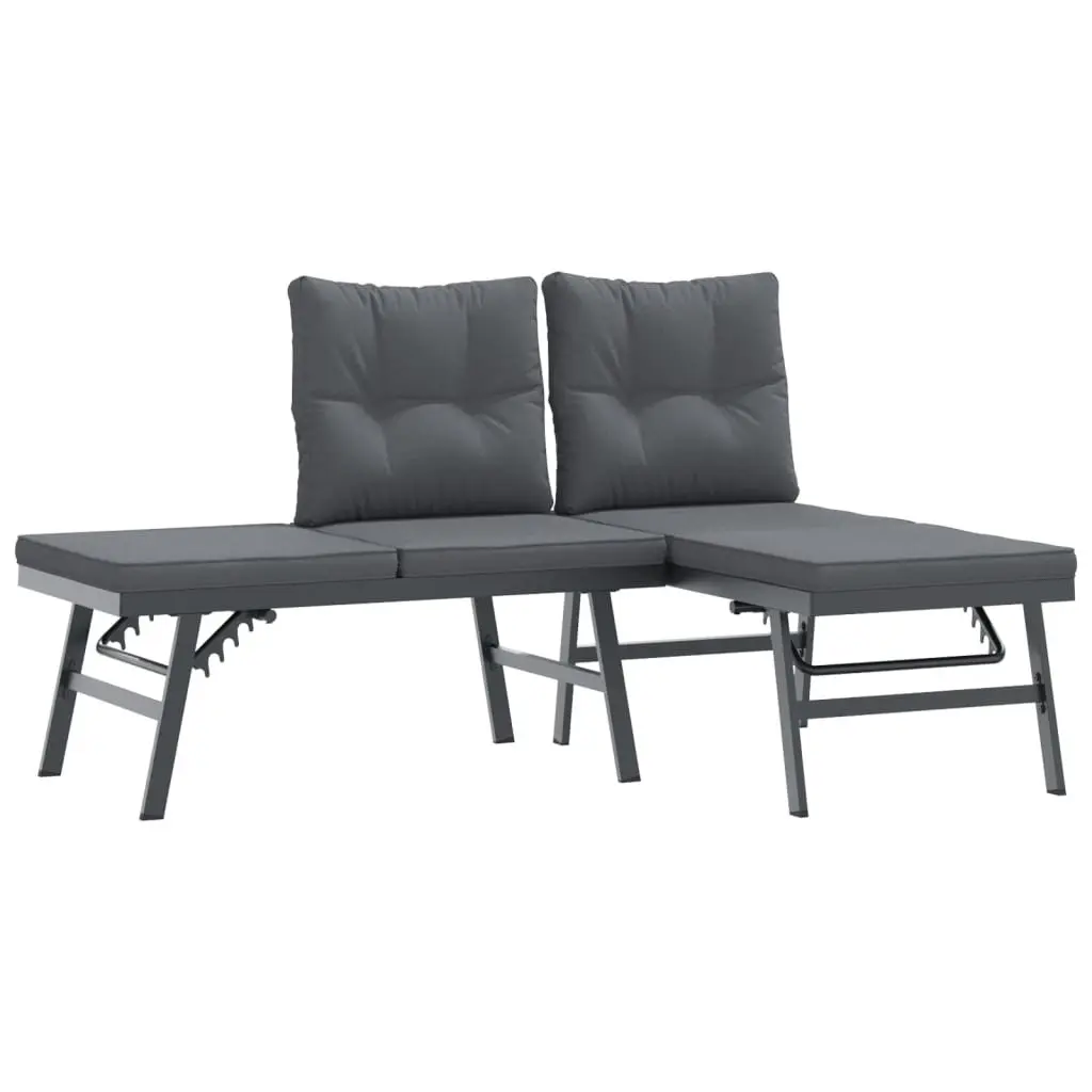 Garden Bench Set 6 Piece Outdoor Patio Furniture Black Steel Frame Cushioned