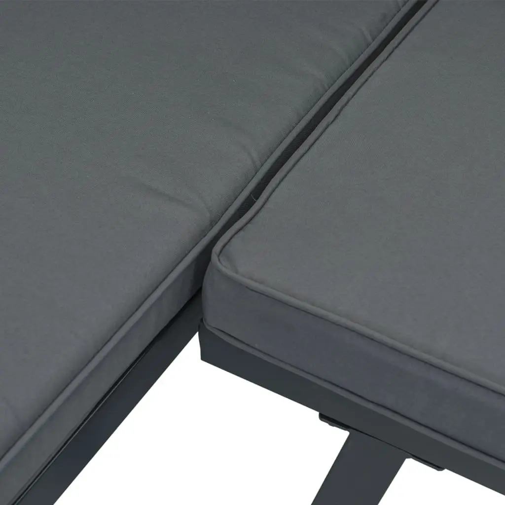 Garden Bench Set 6 Piece Outdoor Patio Furniture Black Steel Frame Cushioned