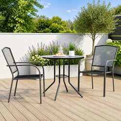 Stackable Garden Chair Set 3 Piece Anthracite Outdoor Furniture Patio Bistro