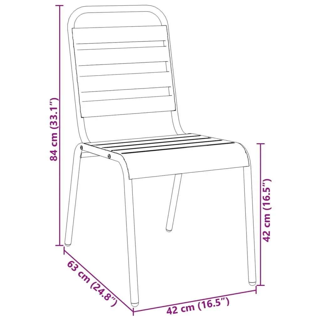 Stackable Garden Chair Set 5 Piece Anthracite Powder-coated Steel Outdoor Furniture
