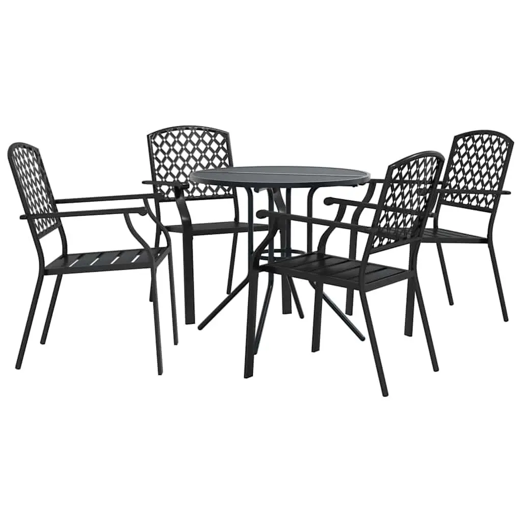 Stackable Garden Chair Set 5 Piece Anthracite Powder-coated Steel with Backrests and Mesh Tabletop