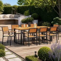 Garden Dining Set 9 Pieces Black Outdoor Table Chair Furniture Patio Seating