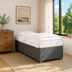 Bed Frame Grey Fabric 90x190 cm Slatted Base Bedroom Furniture without Mattress