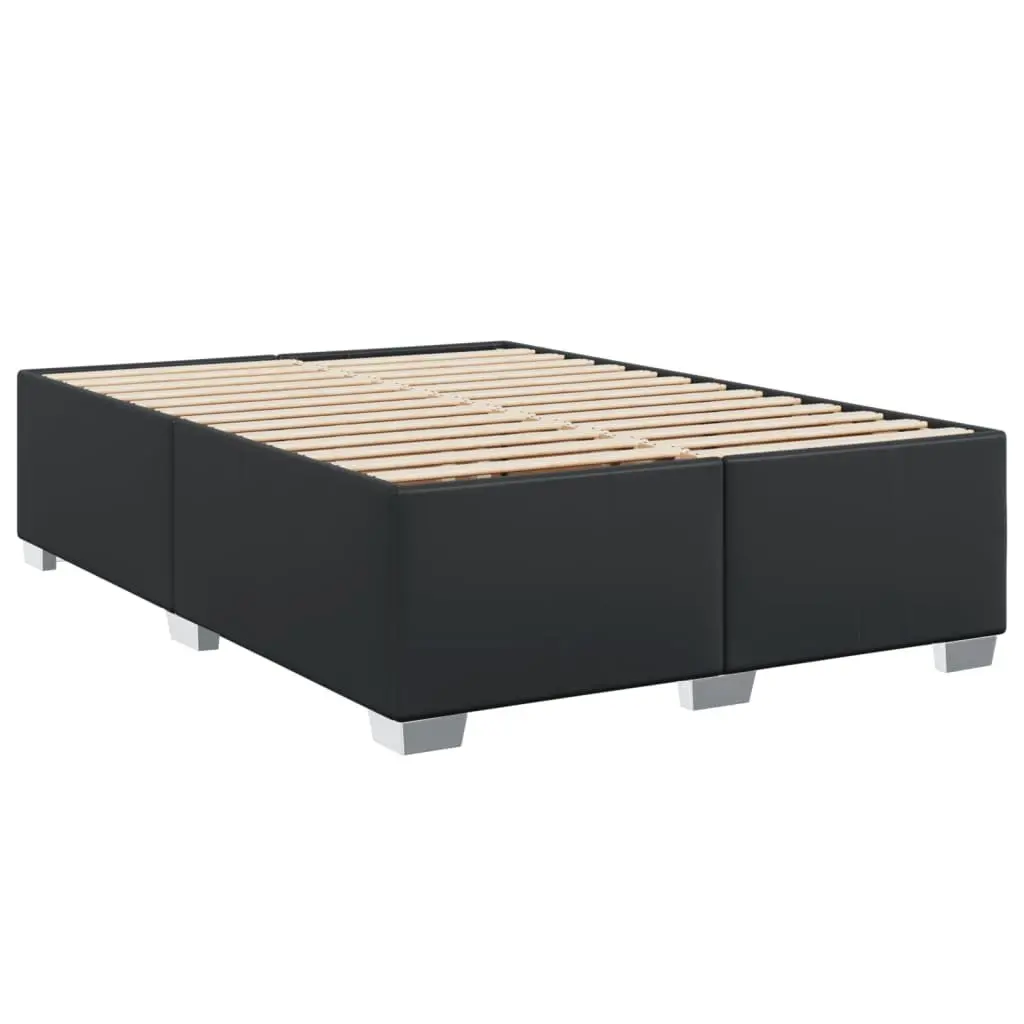 Queen Bed Frame Black Faux Leather Slats Support