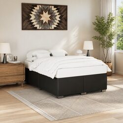 Double Bed Frame Black Faux Leather Slat Support Bedroom Furniture