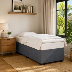 Bed Frame Grey Velvet 90x190 cm Slatted Base Bedroom Furniture Sleep