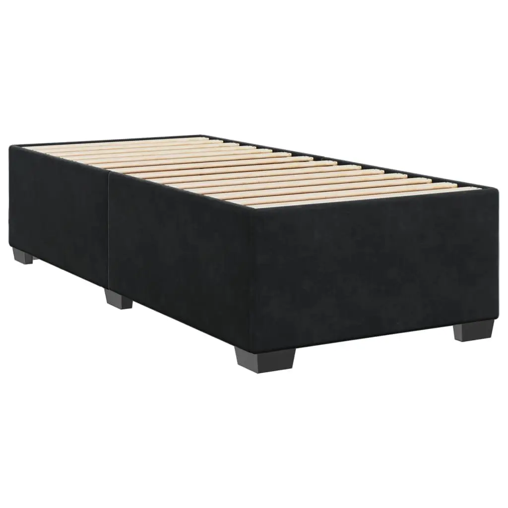 Bed Frame King Single Black Velvet Upholstered Slats Support