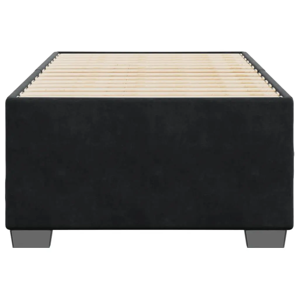 Bed Frame King Single Black Velvet Upholstered Slats Support