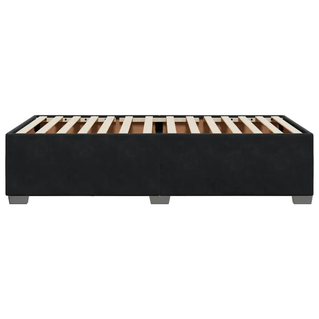 Bed Frame King Single Black Velvet Upholstered Slats Support