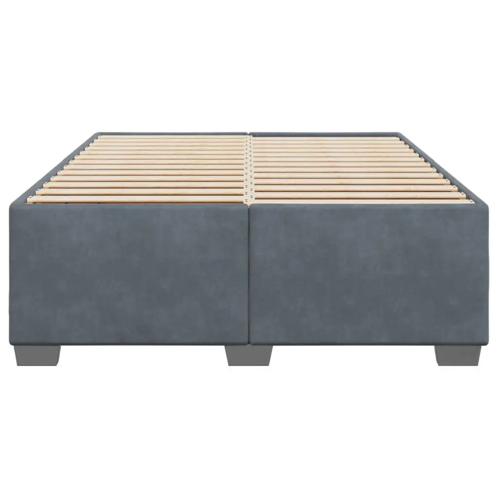 Double Bed Frame Grey Velvet Upholstered Slats Support