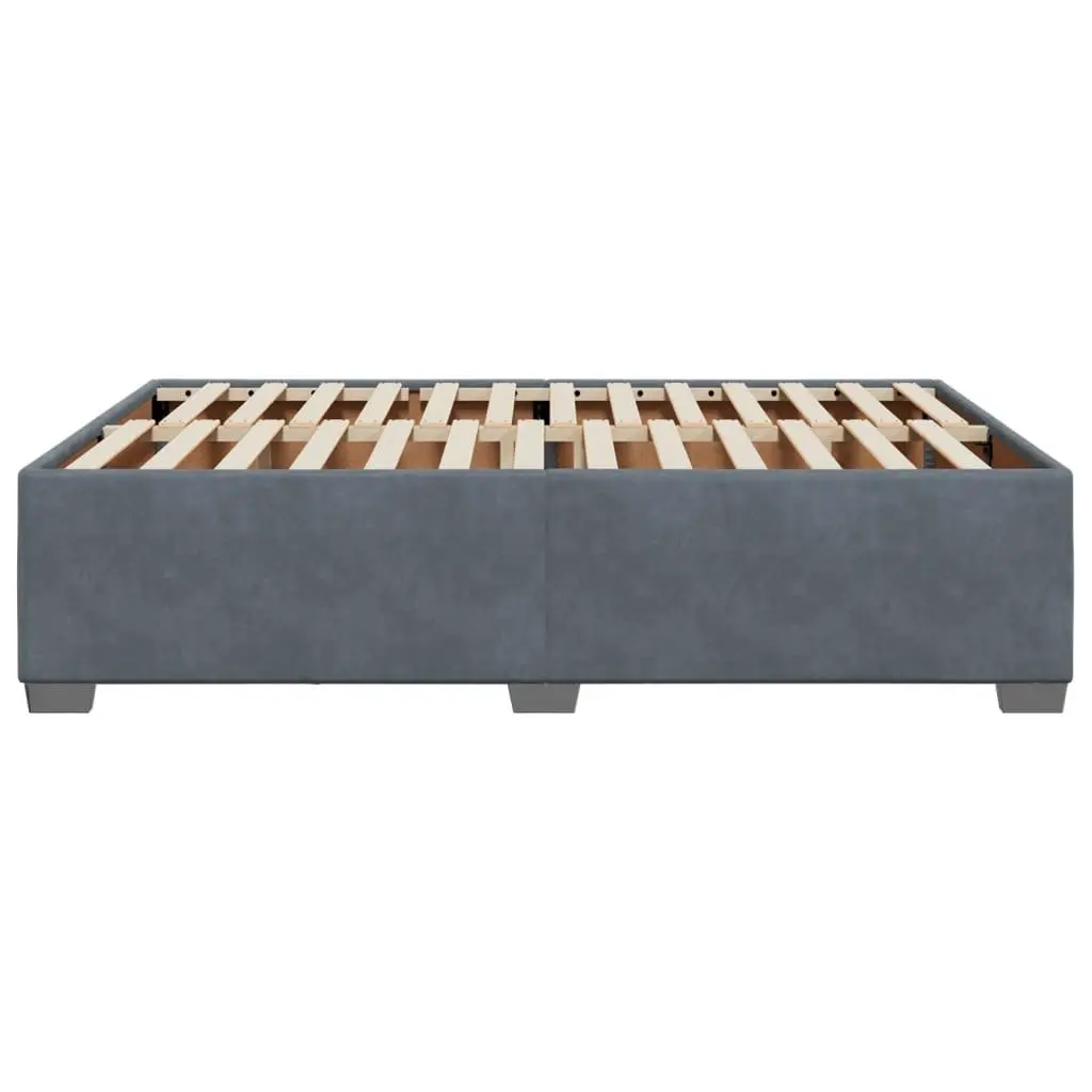 Double Bed Frame Grey Velvet Upholstered Slats Support