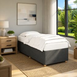 Bed Frame Grey Fabric 90x190 cm Slatted Base Bedroom Furniture Sleep Comfort