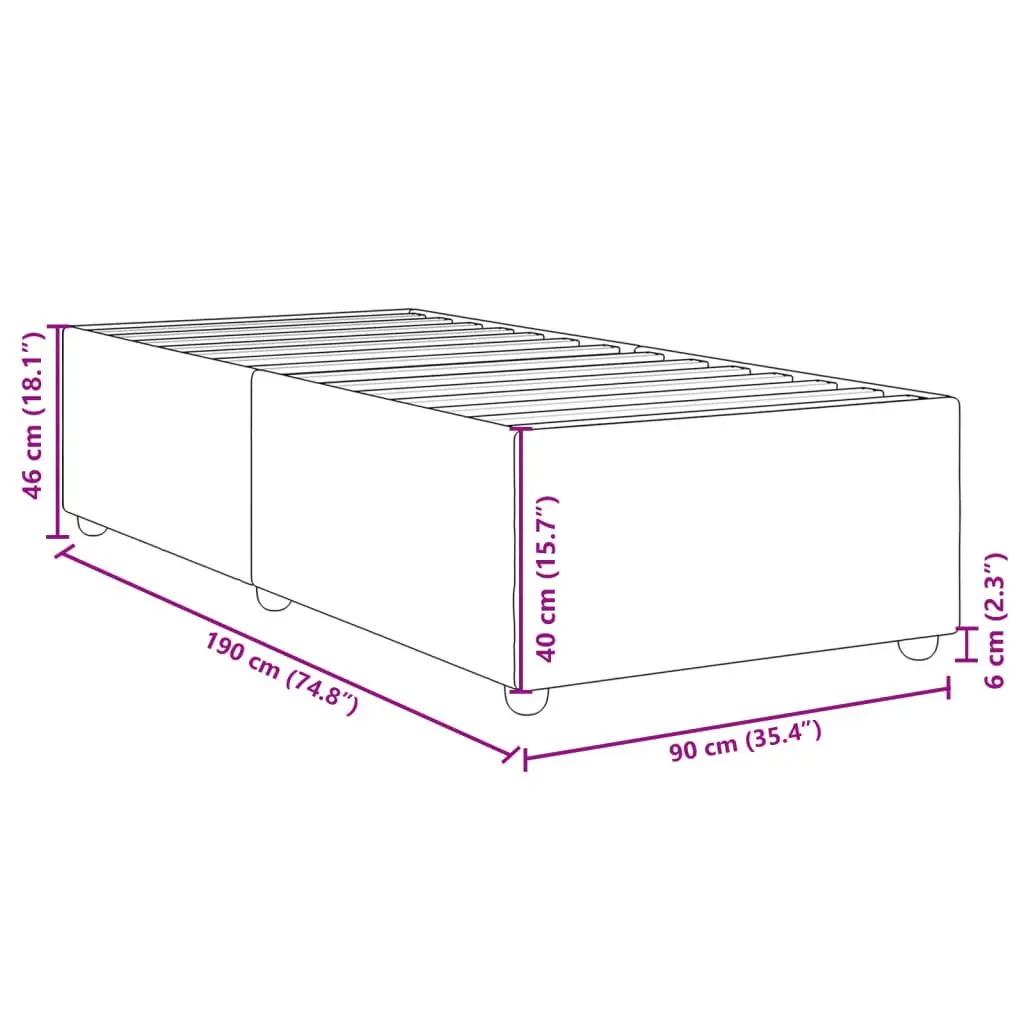 Bed Frame Grey Fabric Slatted Base 90x190 cm
