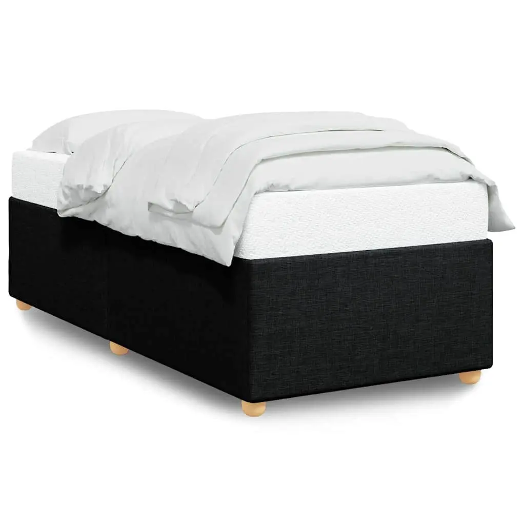 Bed Frame Fabric Upholstered Slat Base 90x190 cm Black