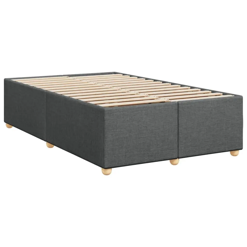 Double Bed Frame Grey Fabric Upholstered Slat Support