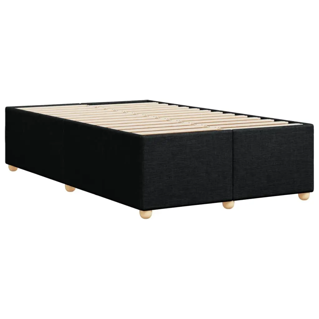 Double Bed Frame Black Fabric Upholstered with Wooden Slats Support