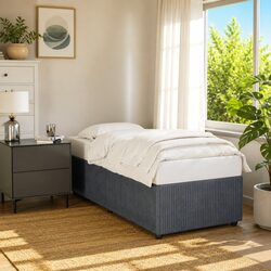 Grey Velvet Bed Frame 90x190 cm Slatted Base Bedroom Furniture without Mattress