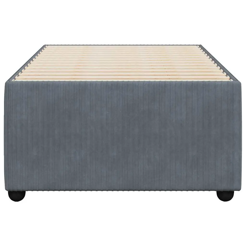 Bed Frame Grey Velvet Slatted Base 90x190 cm