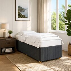 Bed Frame 90x190 cm Grey Fabric Velvet Slatted Base Bedroom Furniture