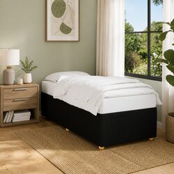 King Single Bed Frame Black Velvet Fabric Slats Support Bedroom Furniture