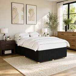 Queen Bed Frame Black Velvet Fabric Slats Support Bedroom Furniture