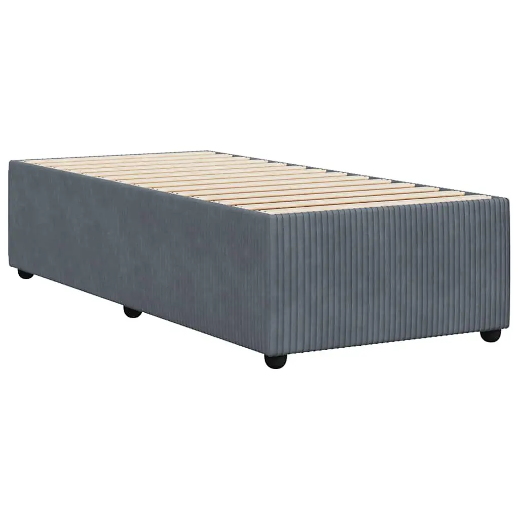 King Single Bed Frame Dark Grey Velvet Upholstered Furniture