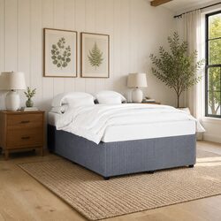 Queen Bed Frame Grey Velvet Upholstered Slats Support Bedroom Furniture