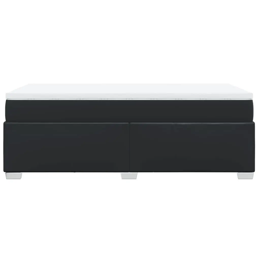 Box Spring Bed with Pocket Mattress King Single Black Faux Leather Frame