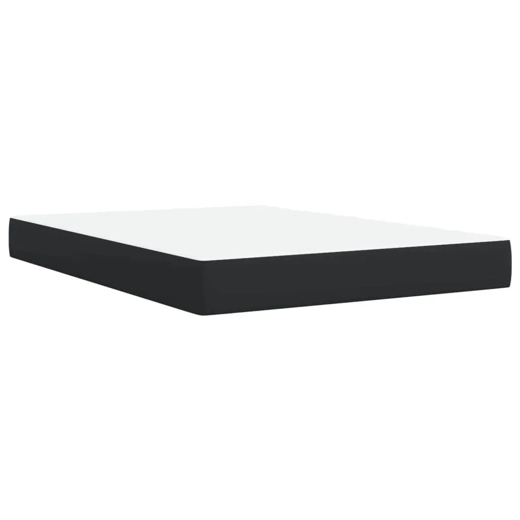 Queen Size Box Spring Bed with Pocket Spring Mattress Black Faux Leather Frame