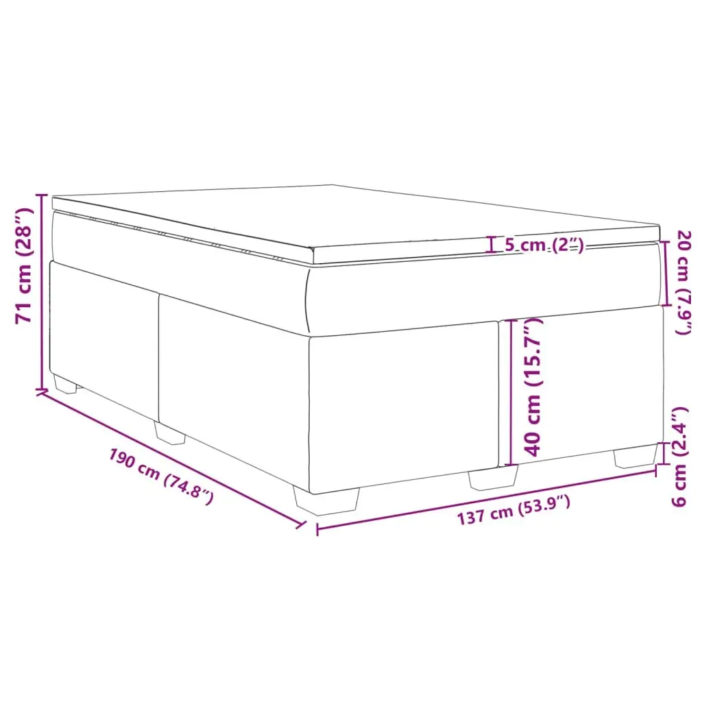 Box Spring Bed with Mattress Full Size Dark Grey Velvet Bedroom Furniture
