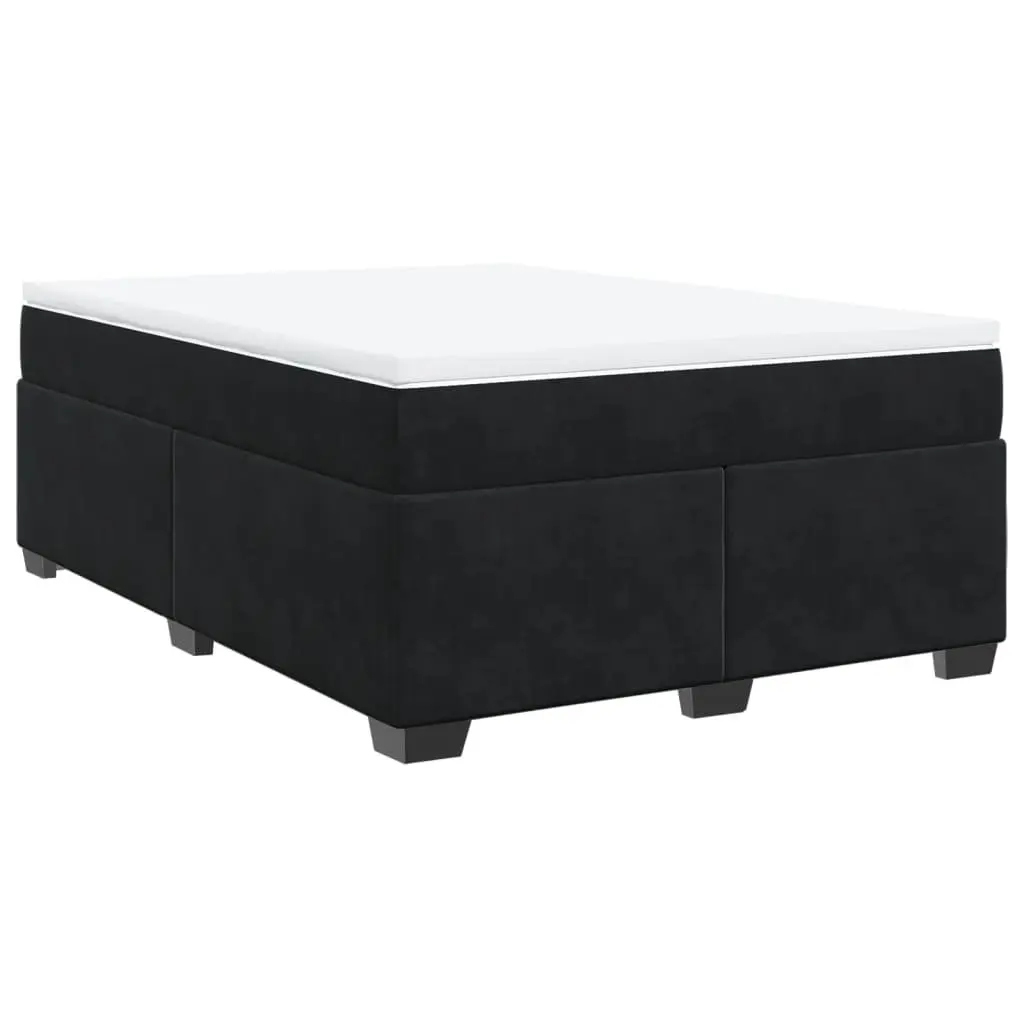 Double Box Spring Bed with Pocket Spring Mattress Velvet Upholstered Frame Grey