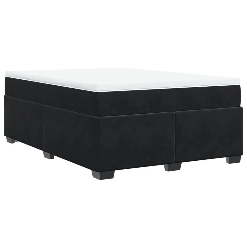 Double Box Spring Bed with Pocket Spring Mattress Velvet Upholstered Frame Grey