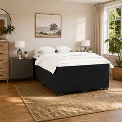 Queen Box Spring Bed with Pocket Sprung Mattress Velvet Grey Bedroom Furniture