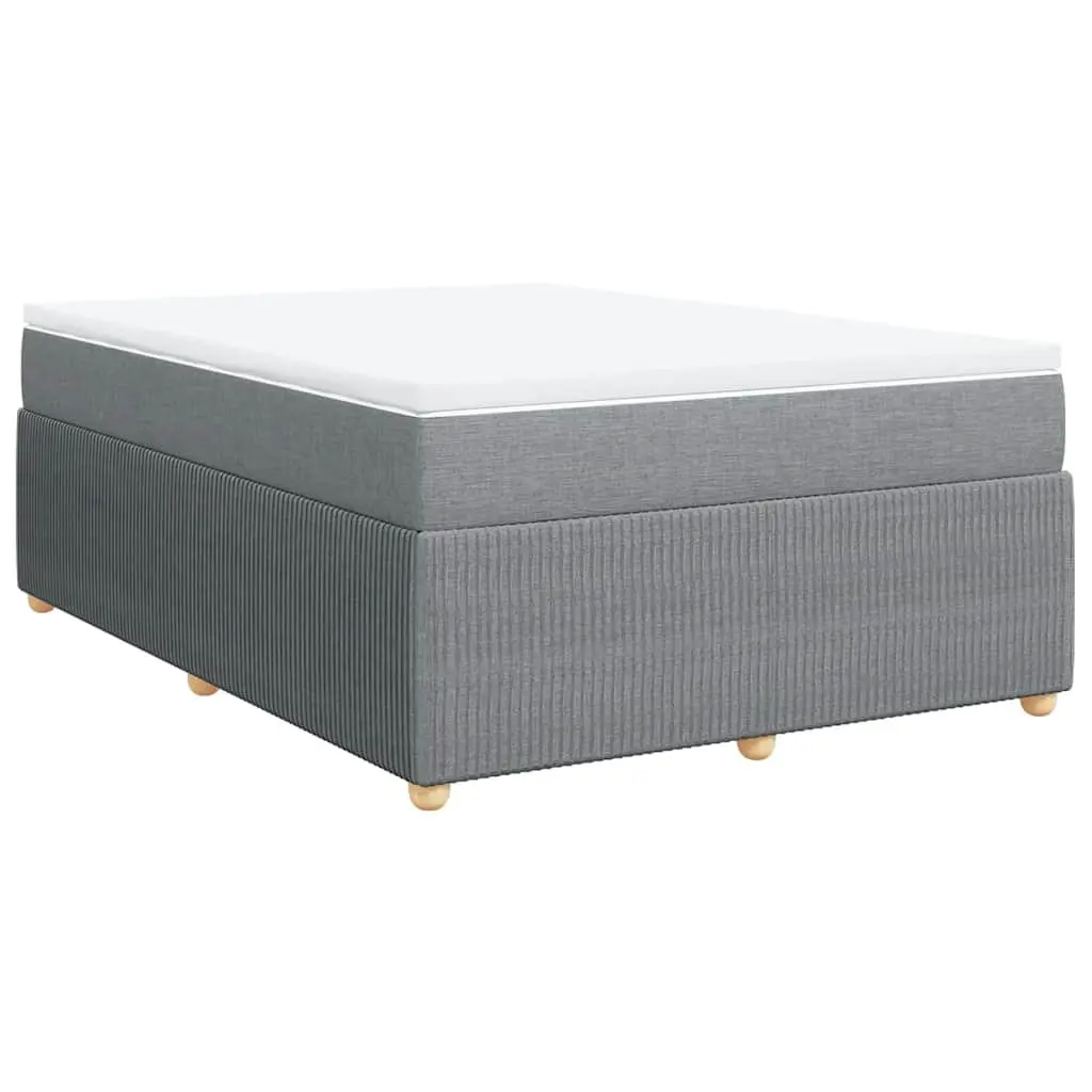 Queen Box Spring Bed Pocket Sprung Mattress Grey Fabric
