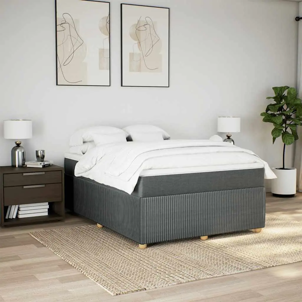 Queen Box Spring Bed Pocket Sprung Mattress Grey Fabric