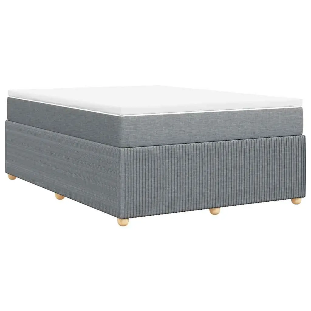Queen Box Spring Bed Pocket Sprung Mattress Grey Fabric