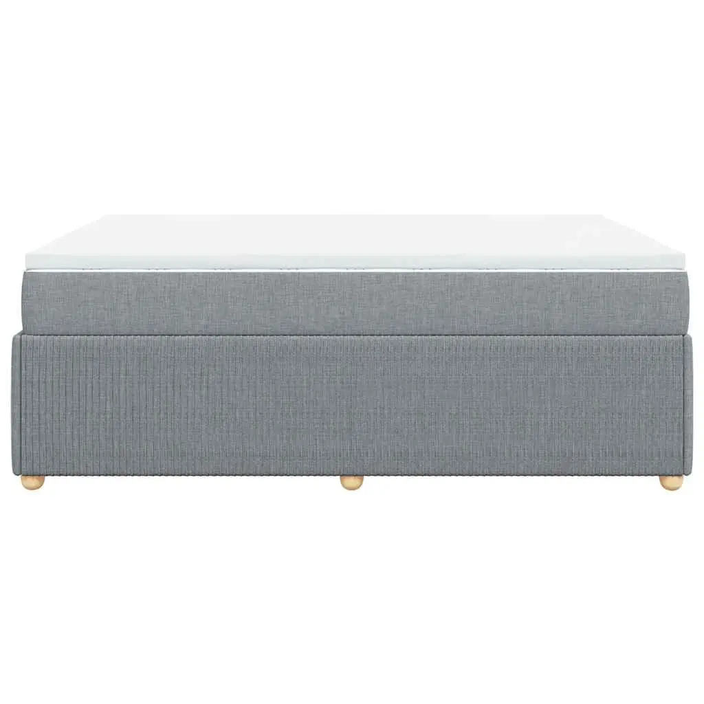 Queen Box Spring Bed Pocket Sprung Mattress Grey Fabric