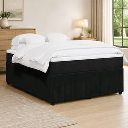 Double Box Spring Bed with Pocket Sprung Mattress Black Velvet Bedroom Furniture