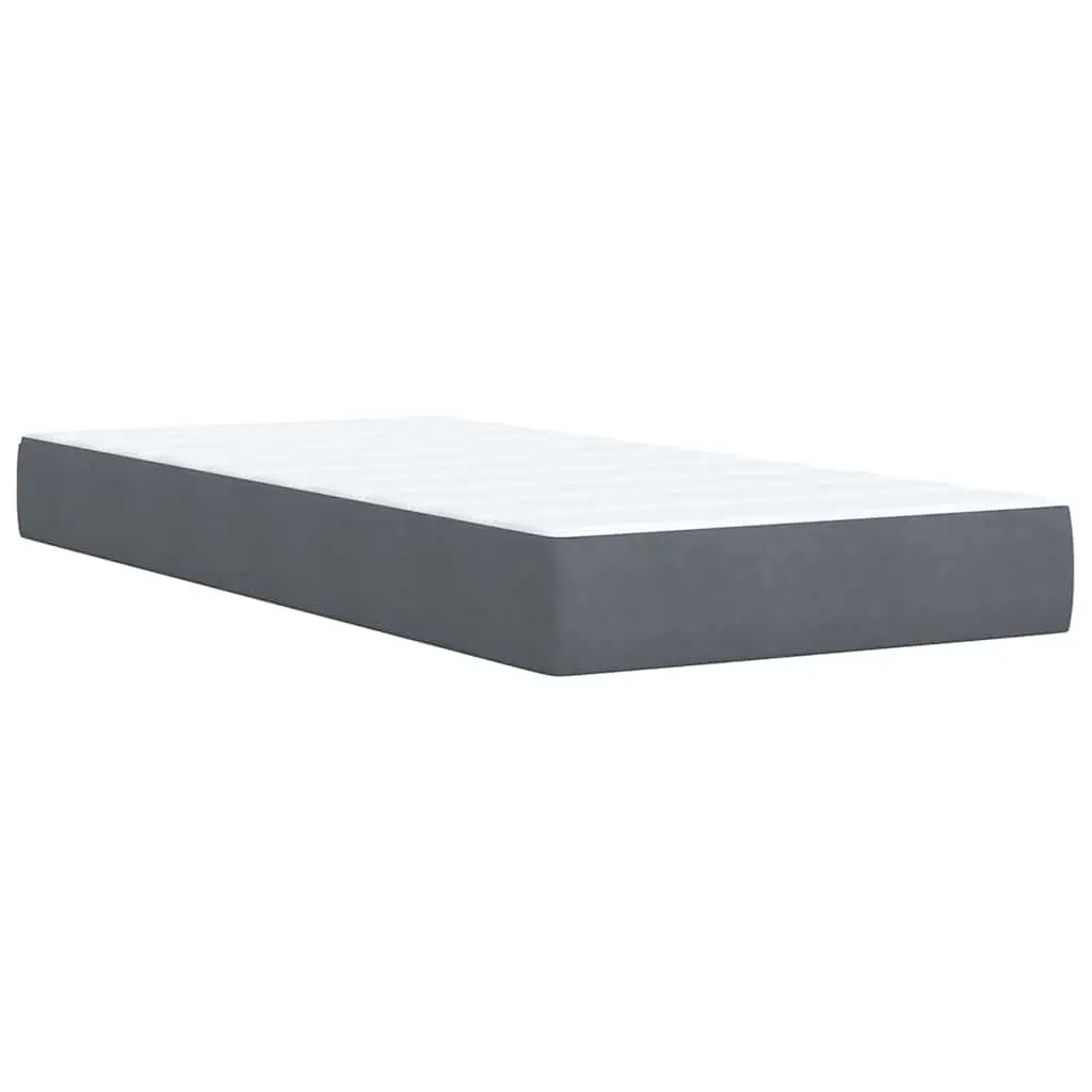 Box Spring Bed Pocket Spring Mattress King Single Grey Velvet Upholstered Frame