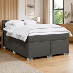 Double Box Spring Bed with Pocket Spring Mattress Black Fabric Frame