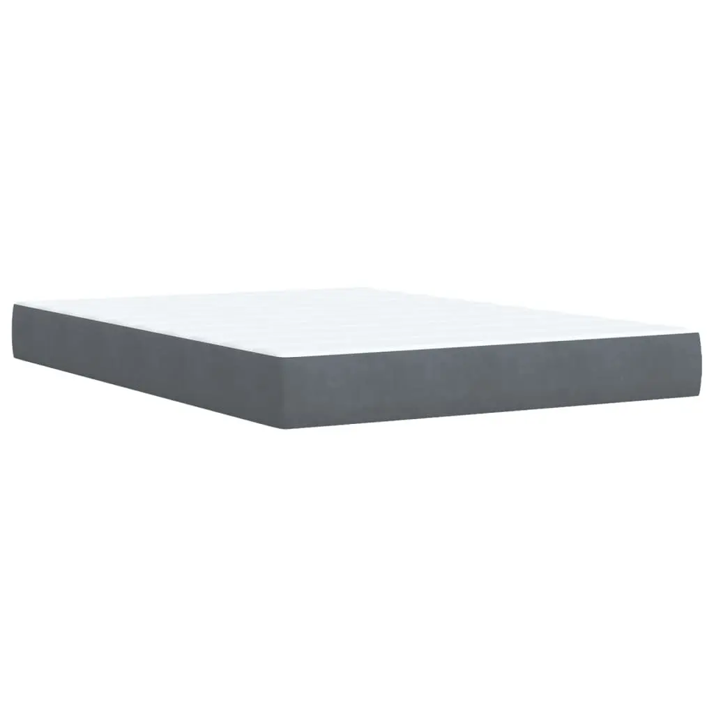 Double Bed Frame Set with Mattress Velvet Upholstery Double Dark Grey