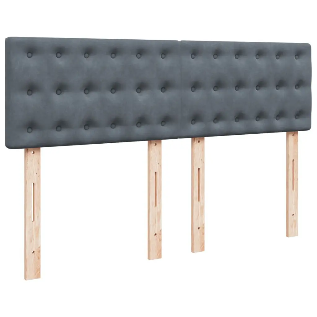 Double Bed Frame Set with Mattress Velvet Upholstery Double Dark Grey