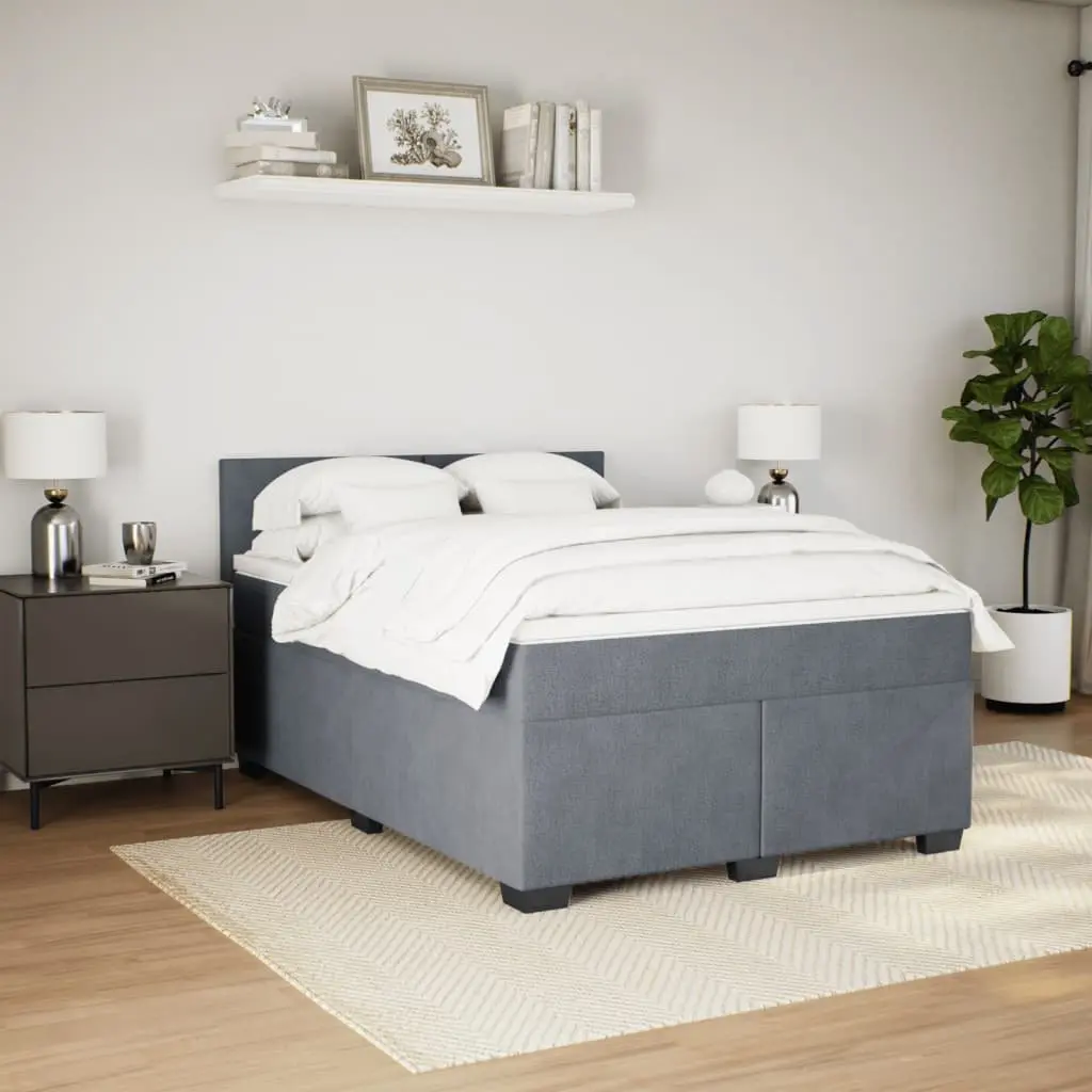 Box Spring Bed Pocket Spring Mattress Queen Velvet Upholstered Frame Slats Black