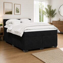 Queen Box Spring Bed with Pocket Spring Mattress Velvet Upholstered Frame