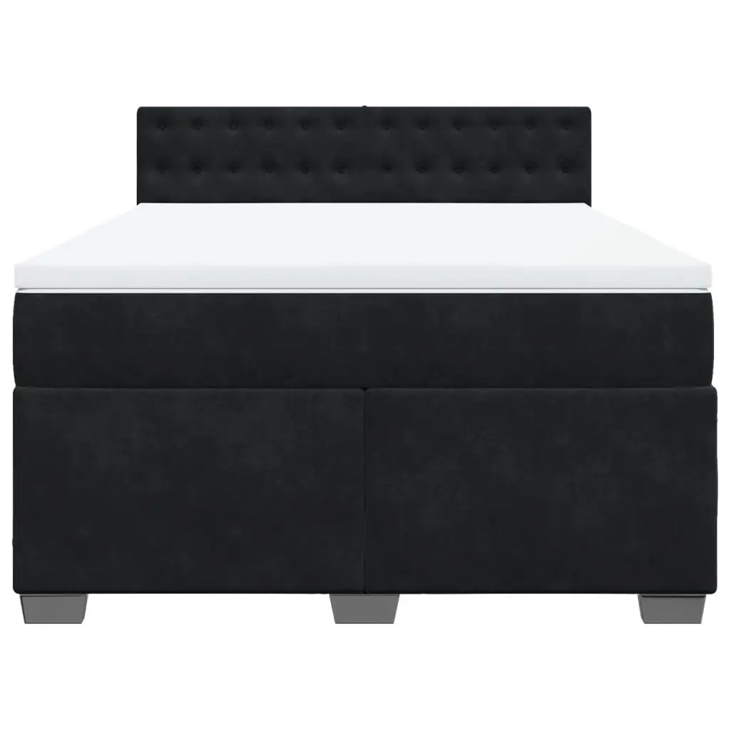 Queen Box Spring Bed Velvet Upholstered Frame Slat Base Pocket Spring Mattress Grey