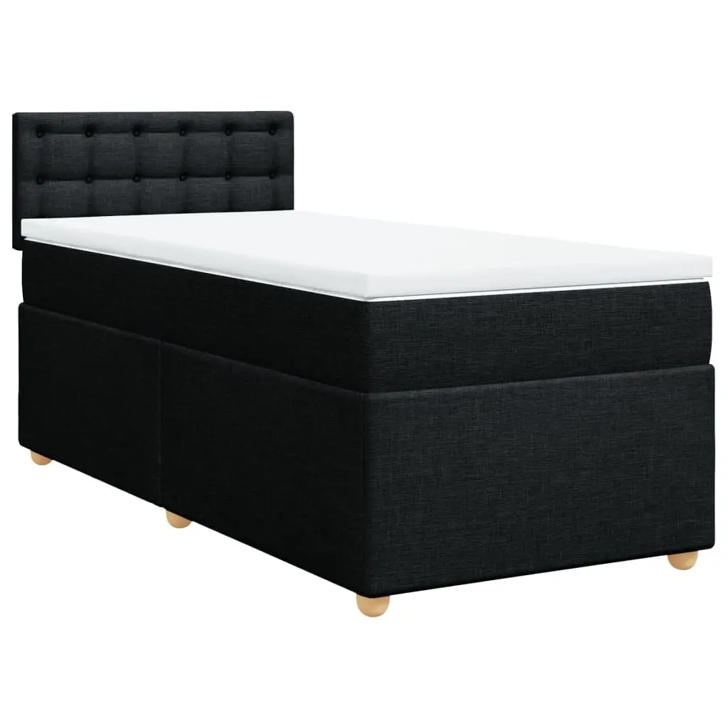 Box Spring Bed with Pocket Spring Mattress King Single Black Fabric