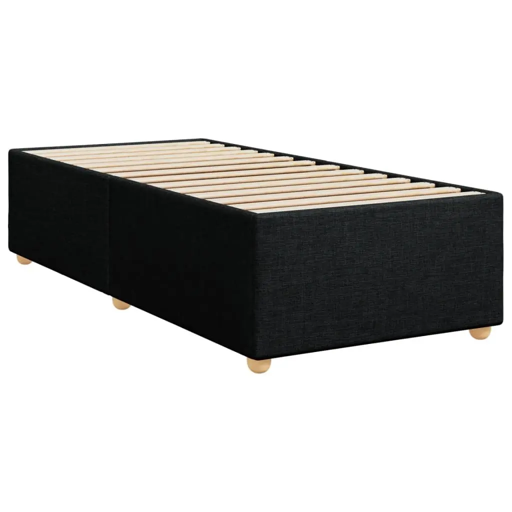 Box Spring Bed with Pocket Spring Mattress King Single Black Fabric