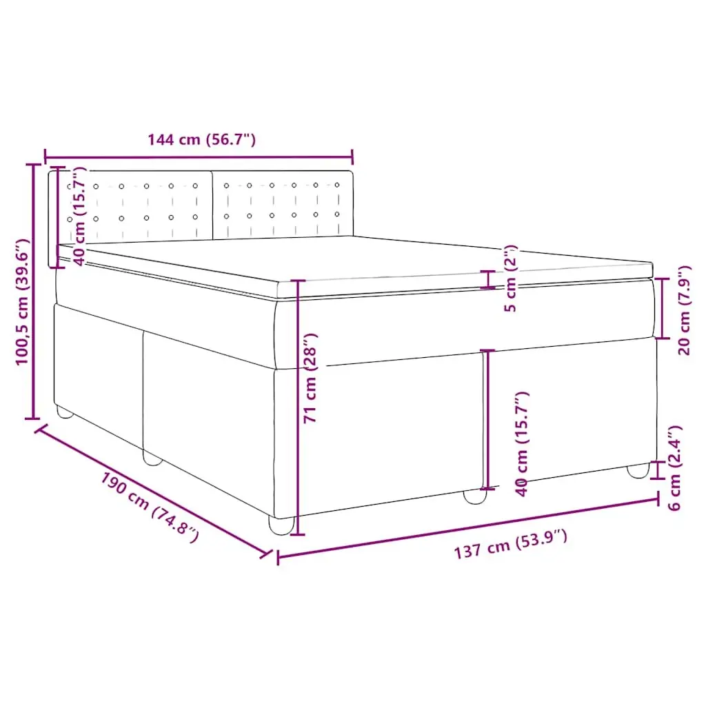 Double Box Spring Bed Pocket Spring Mattress Black Fabric Frame