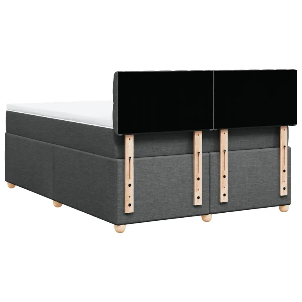 Queen Pocket Spring Bed with Soft Topper Slatted Base Dark Grey Fabric