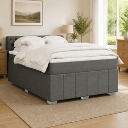 Double Box Spring Bed with Pocket Sprung Mattress Black Fabric Frame